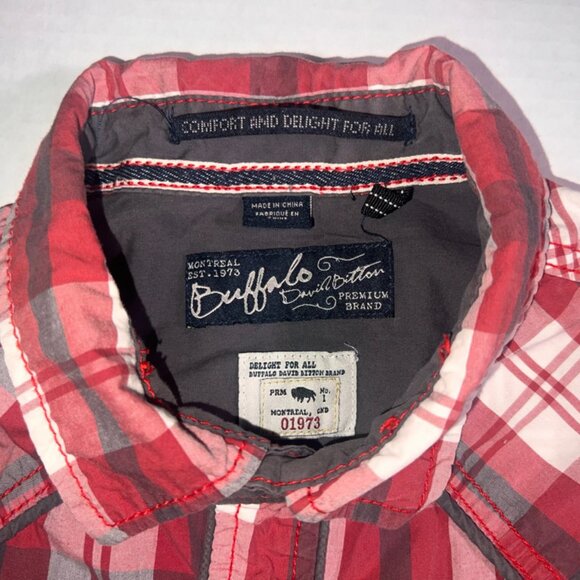 Buffalo David Bitton Men Large Red Plaid Button Down Pocket (K) - Picture 4 of 7